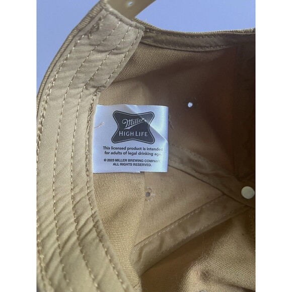 Miller High Life Beer Snapback Trucker Hat Cap Tan Adjustable Rope - Picture 6 of 8